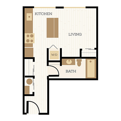 Floor plan for studio, 1 bath, 552 sqft